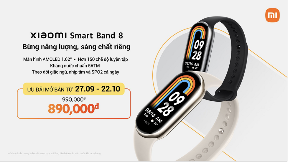 Xiaomi Smart Band 8 chính thức ra mắt: Màn hình 60Hz, pin dùng 2 tuần, giá chỉ 890.000 đồng